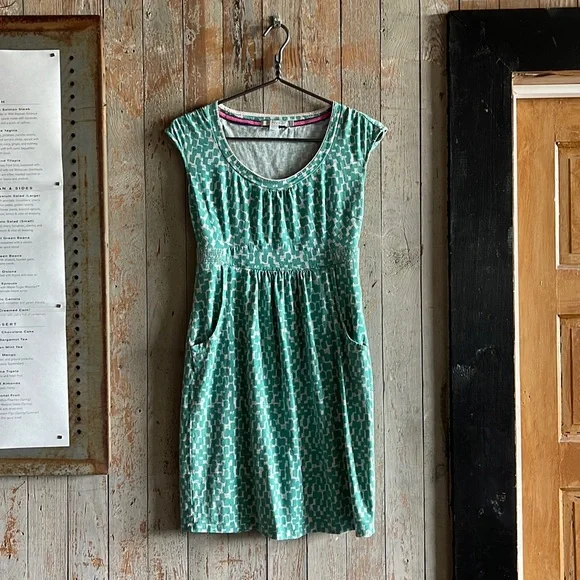 Boden | Dresses | Boden Margot Jersey Print Dress Aqua Green White |  Poshmark
